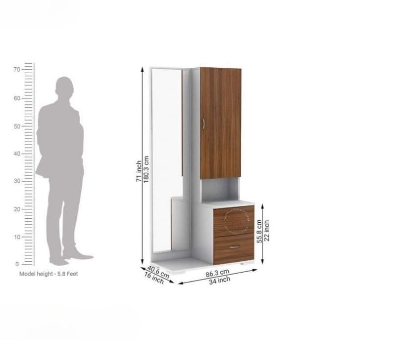 Image 10 for Paisley Engineered Wood Dressing Table with Cabinet and Pull-Out Drawers