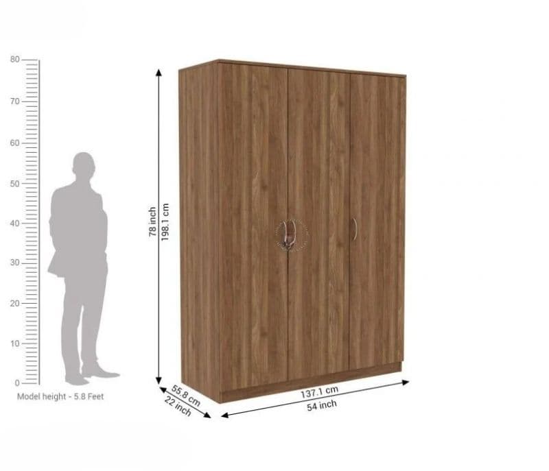 Image 10 for Petronilla 3 Door Multi Utility Wardrobe (Columbian Walnut Finish)