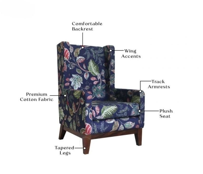 Image 9 for Sylvia Wingback Chair (Dusky Leaf)