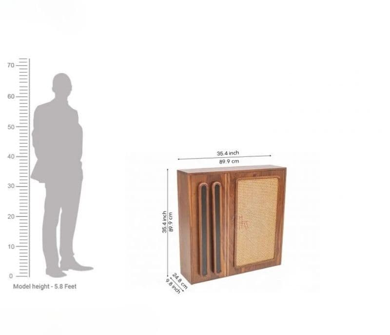 Image 11 for Louisa Premium Solid Wood Convertible Study Table With Hidden Storage, Cane & Brass Accents