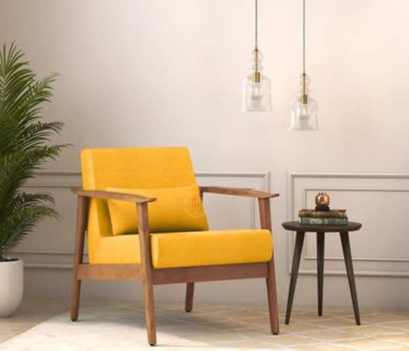Brano Lounge Chair in Mustard Yellow Teak Colour