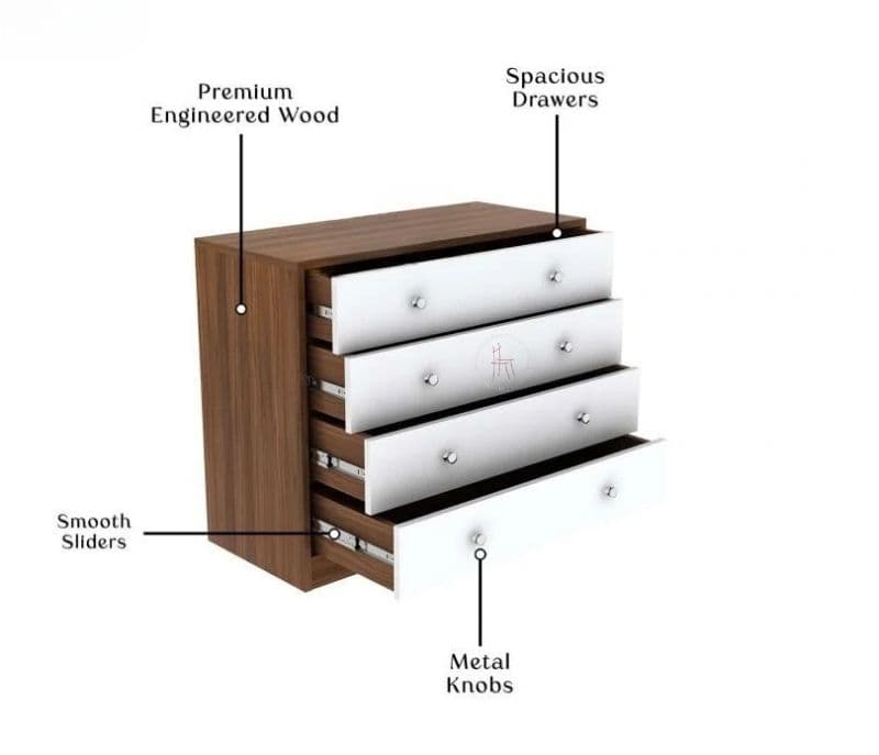 Image 9 for Savannah 4-Drawer Wooden Chest Of Drawers with Frosty White Drawer