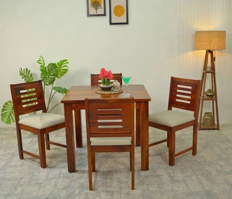 Image 2 for Raina 4 Seater Dining Set with Cushioned Chair (Honey Finish)