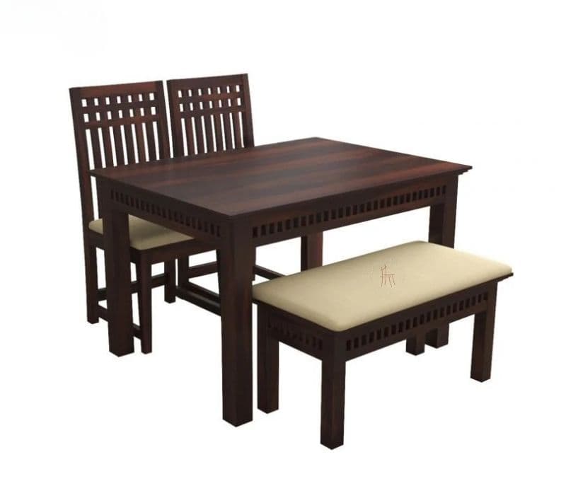 Image 4 for Karter  4 Seater Dining Set with Bench (Walnut Finish)