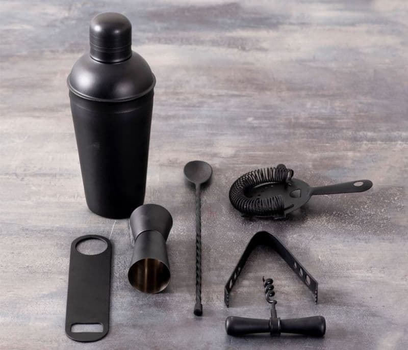 Rosalee Matt Black Bar Accessories Set of 7