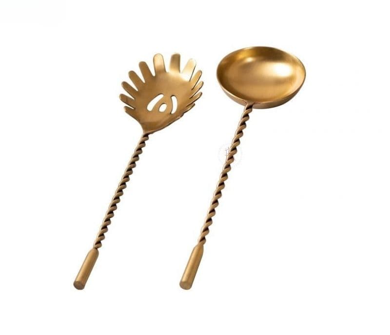 Image 3 for Analia Stainless Steel Star Design Gold Twisted Handles Set of 2 Spoon