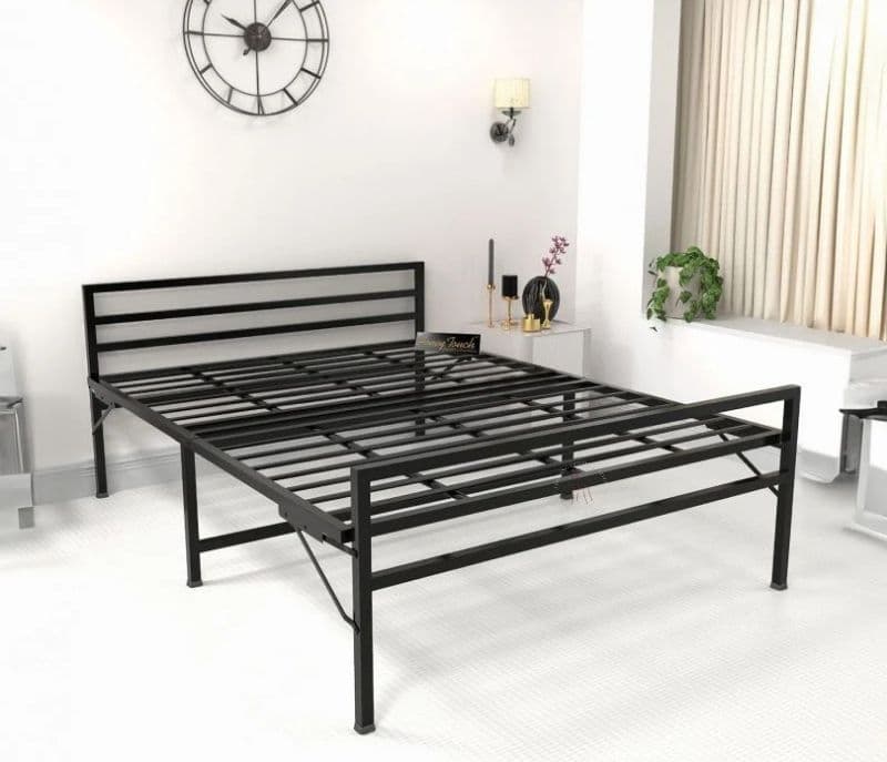 Elaiso Powder Coated Metal Foldable Queen Size Bed without Mattress
