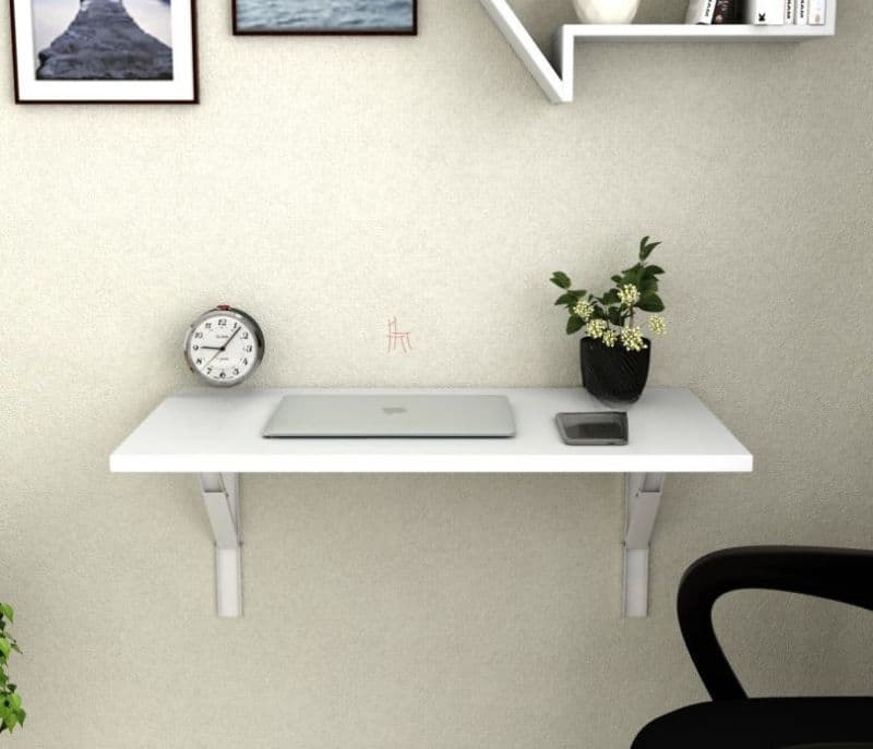 Elyse Wall Mounted Engineered Wood Study Table (Frosty White Finish)