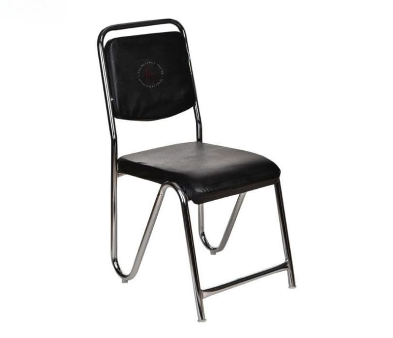 Image 6 for Rivka Set of 2 Ronald Black PU Chrome Plated Visitor Chair