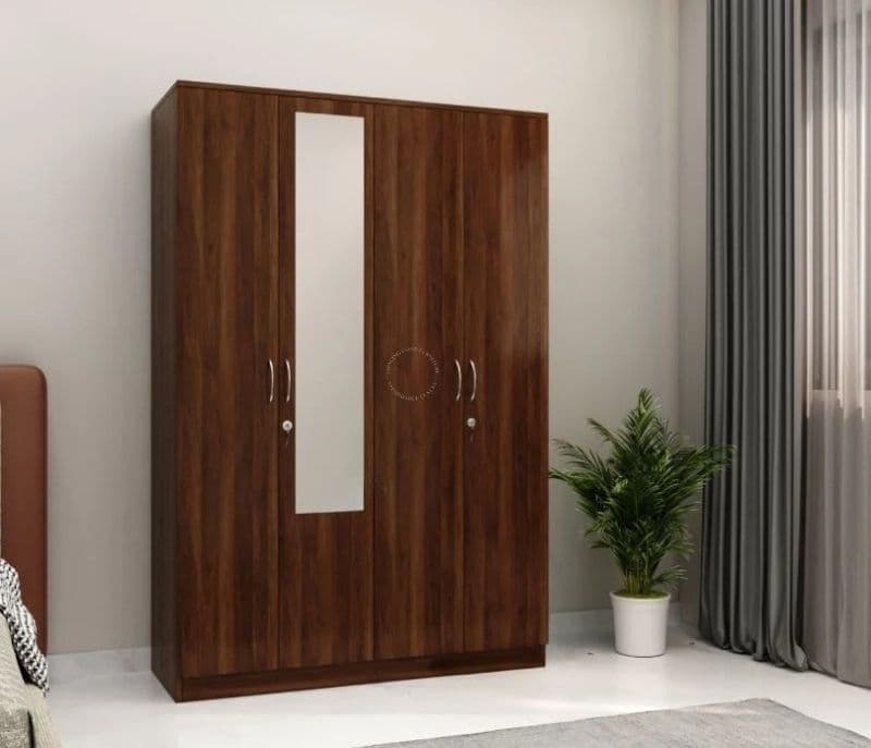 Image 2 for Sebastiano 4 Door Multi Utility Wardrobe (Columbian Walnut Finish)