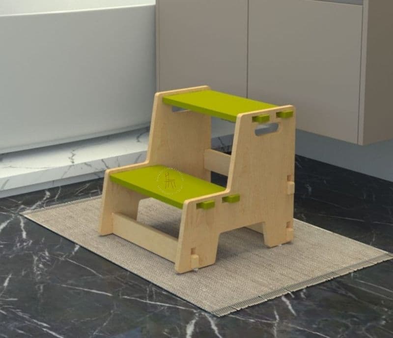 Aliza Green Wooden Kids Maroon Apricot Step Stool