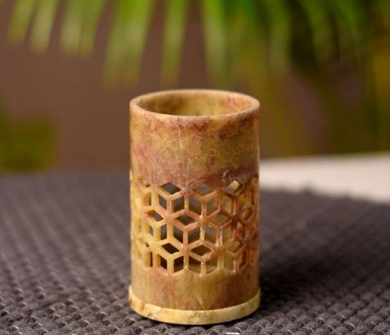 Image 2 for Angie Handcarved Soap Stone Marble Tea Light Holder