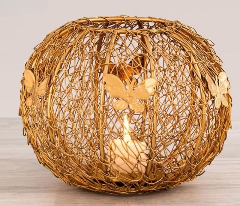 Image 2 for Eileen Brass Finish Iron Wire Tea Light Holder