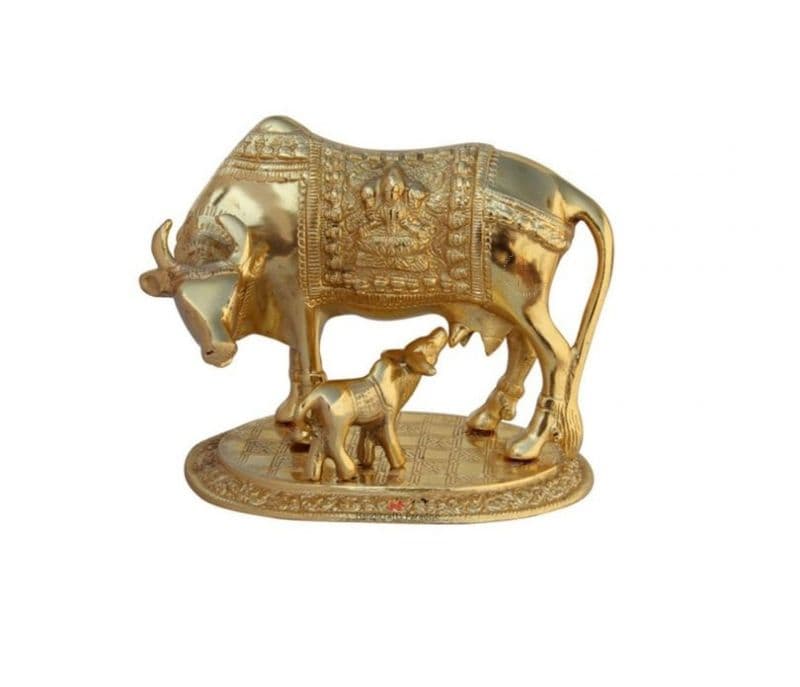Image 2 for Hallie Gold Plated Cow Baby in Metal - Handicrafts Paradise