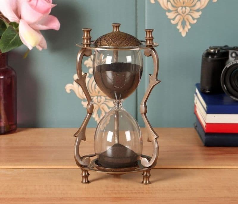 Mackenzie Black Sand Timer With Twigs Pillar