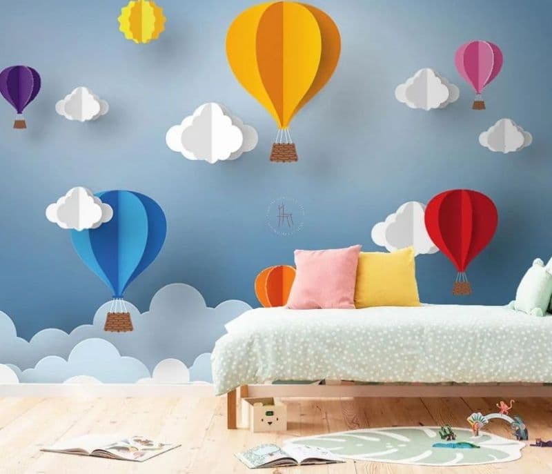 Londyn Air Balloons Non Woven Paper 180 GSM Wallpaper