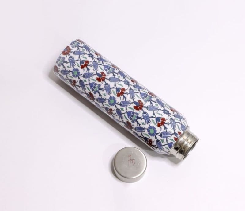 Image 3 for Josie Blue ornamental Iznik Stainless Steel Big Bottle-900ML