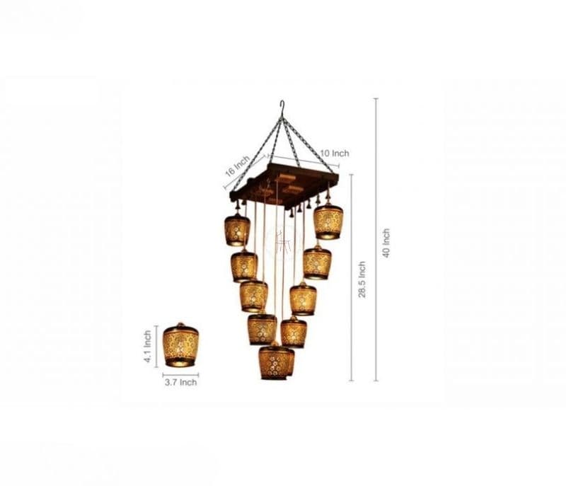 Image 3 for Cynthia Golden Colour Ten Shades Metal Hanging Lamps
