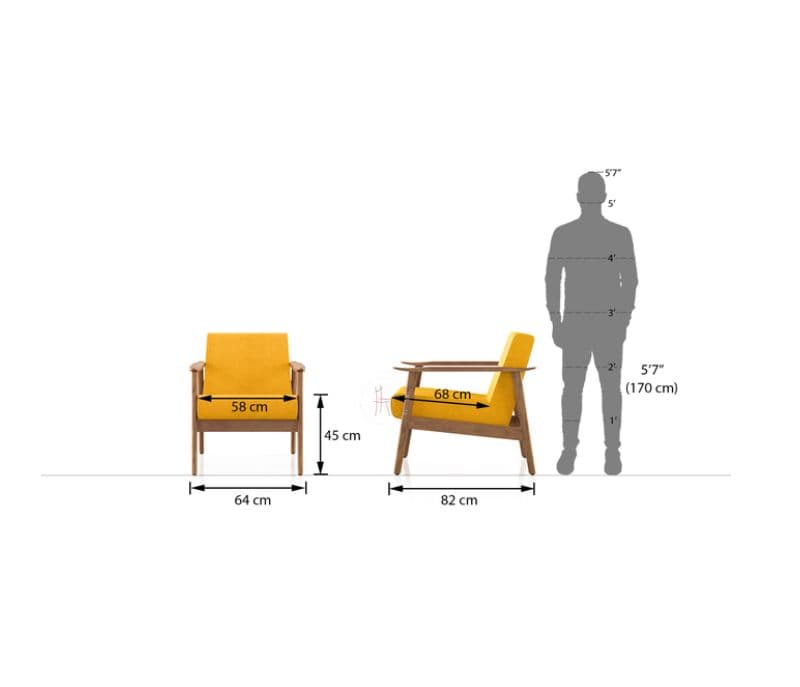 Image 5 for Brano Lounge Chair in Mustard Yellow Teak Colour