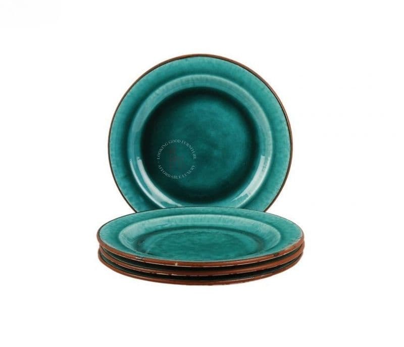 Image 2 for Parrot Green Hand Painted Mosaic Ceramic Dinner Plates