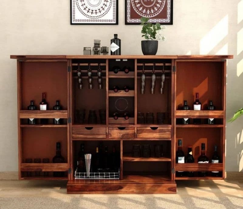 Image 3 for Amyra Large Bar Cabinet (Honey Finish)