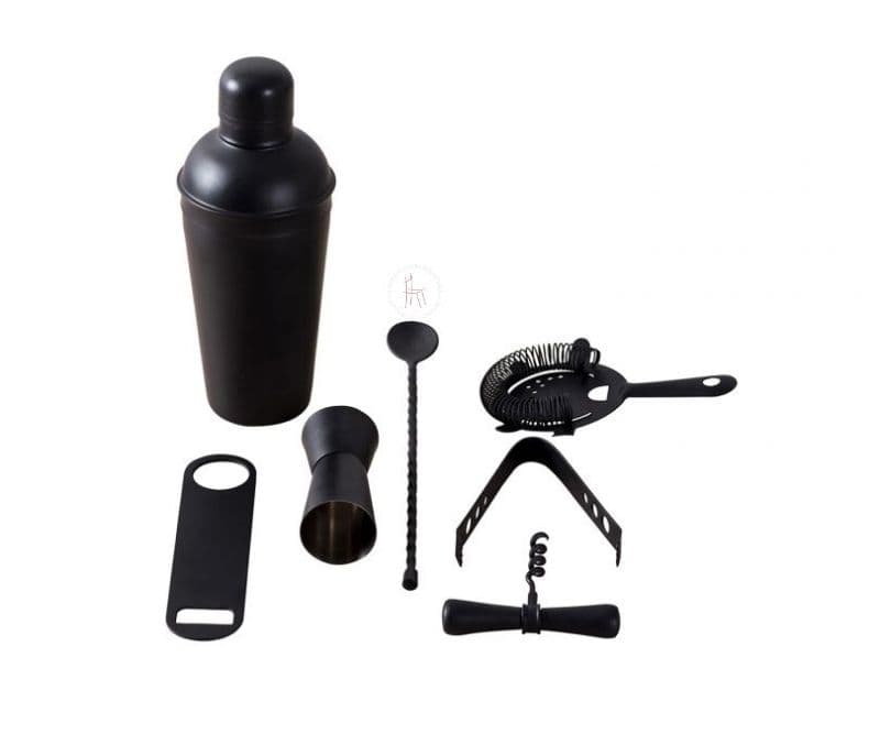 Image 2 for Rosalee Matt Black Bar Accessories Set of 7