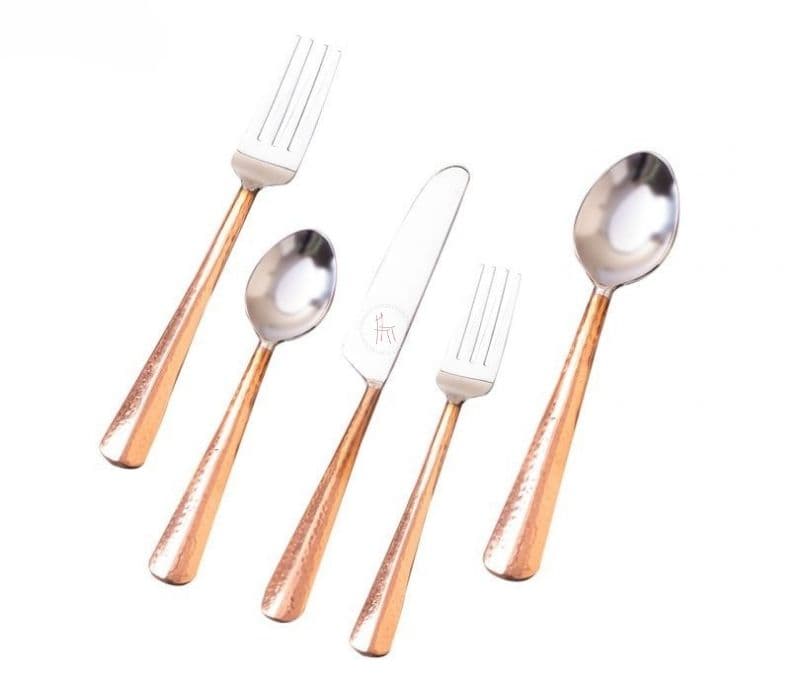 Image 3 for Tallulah Stainless Steel Cutlery Set of 5 Copper Flat Handle
