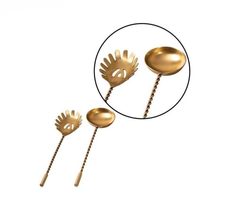 Image 2 for Analia Stainless Steel Star Design Gold Twisted Handles Set of 2 Spoon