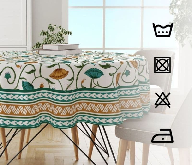 Image 4 for Sol Green Lotus 4 Seater Cotton Round Table Cloth