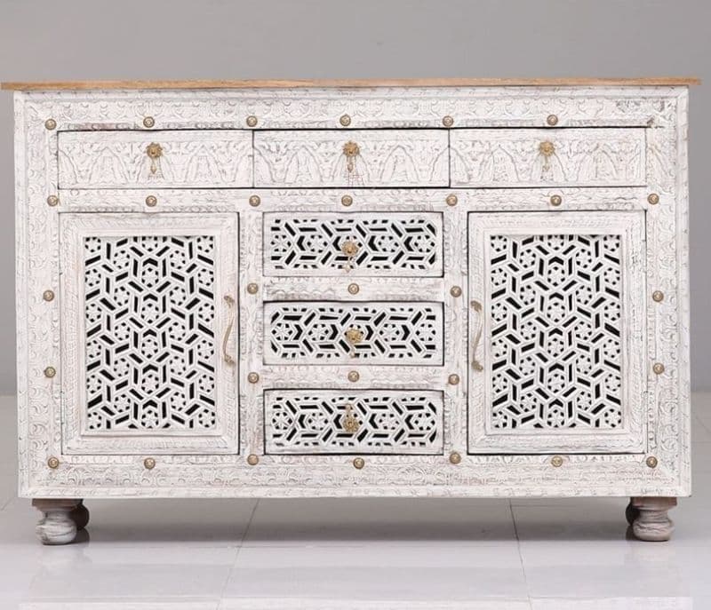 Emory White Cabinet and Sideboards with 6 Drawers