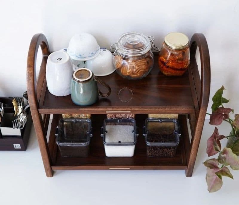 Image 5 for Solana Solid Wood Kitchen Rack (Teak Finish)