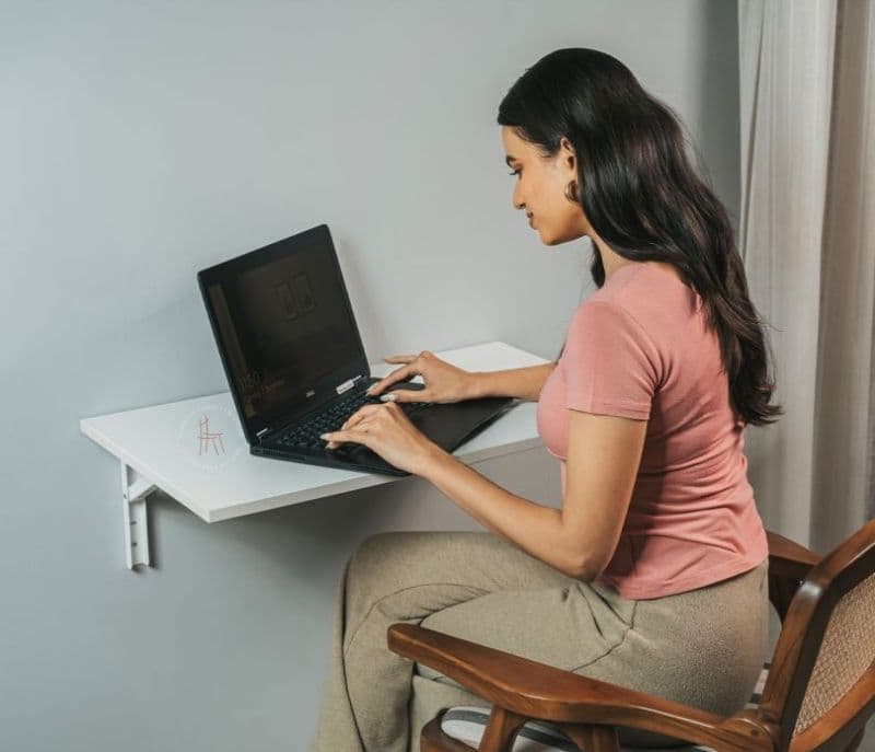 Image 2 for Elyse Wall Mounted Engineered Wood Study Table (Frosty White Finish)