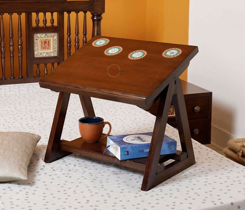 Image 4 for Nala Table for Laptop in Teakwood with Walnut Matte Finish