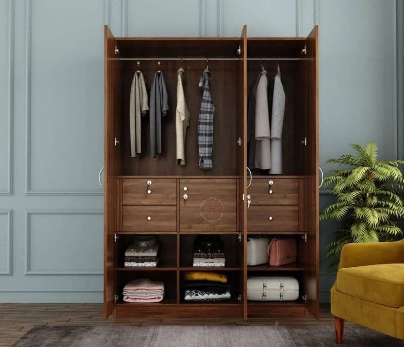 Image 5 for Petronilla 3 Door Multi Utility Wardrobe (Columbian Walnut Finish)