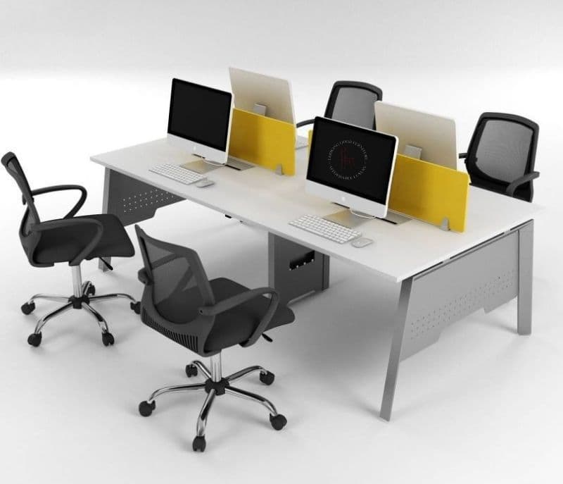 Image 3 for Kenzie Wood and Metal Workstation Table with Broad Legs