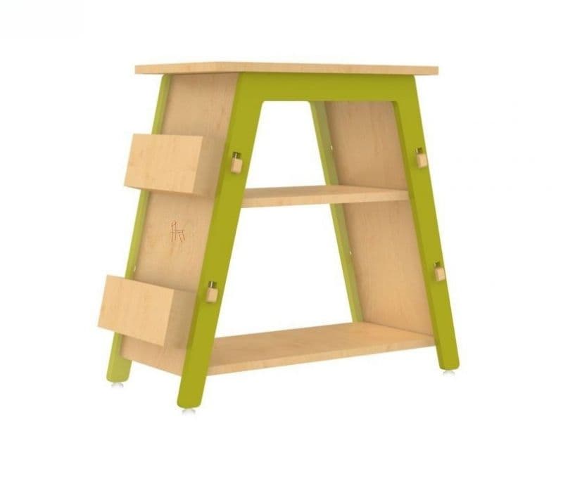Image 5 for Araceli Red Pear Green Wooden Kids Bookshelf
