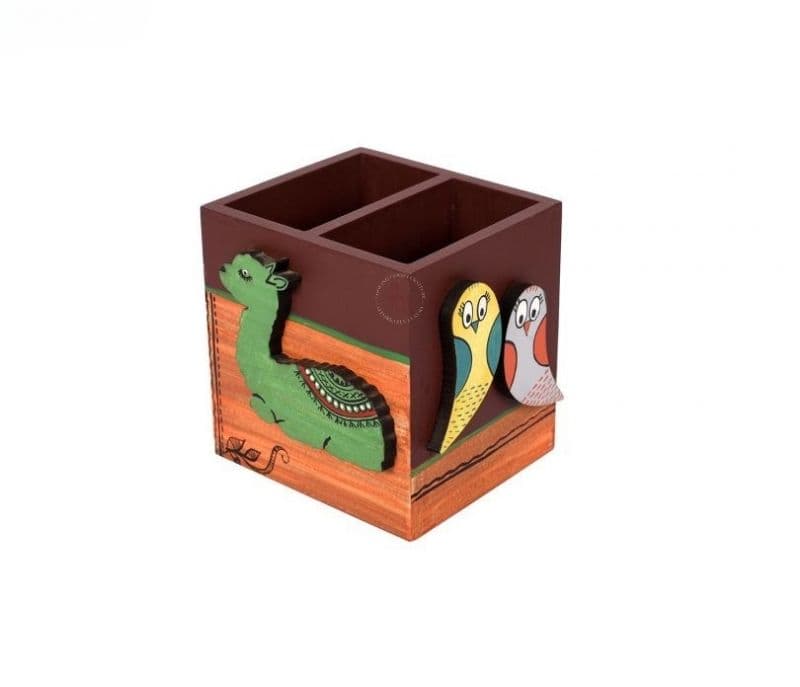Image 6 for Saige Art Apalca Motif Wooden Handcrafted Pen Stand