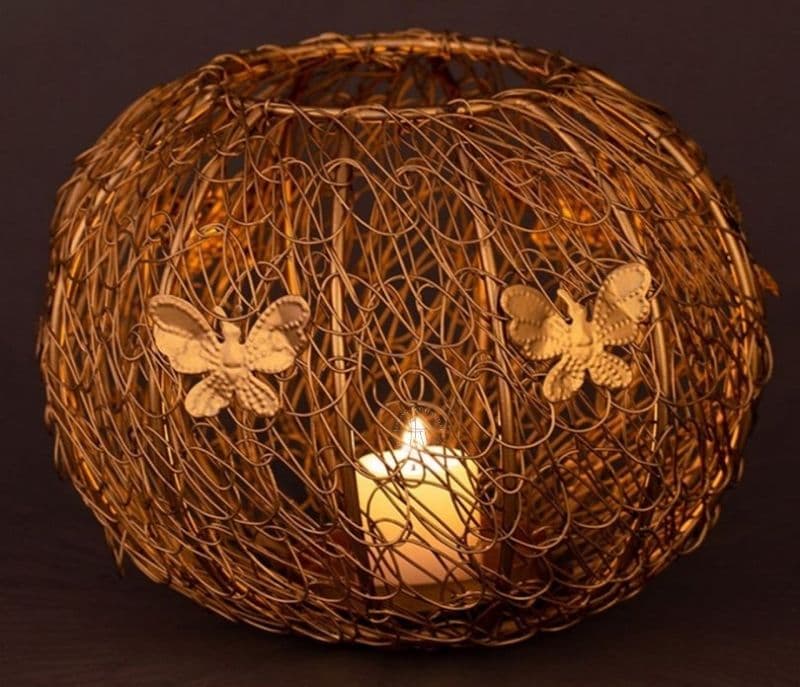 Image 3 for Eileen Brass Finish Iron Wire Tea Light Holder