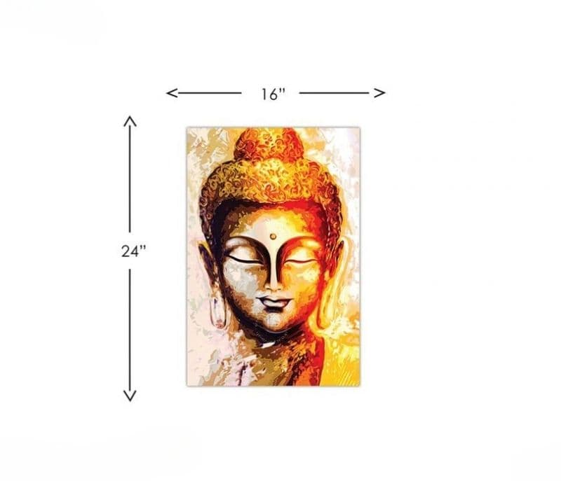 Image 3 for Natalia Buddha Oil paint Art Teakwood Canvas Stretched and Framed Wall Painting