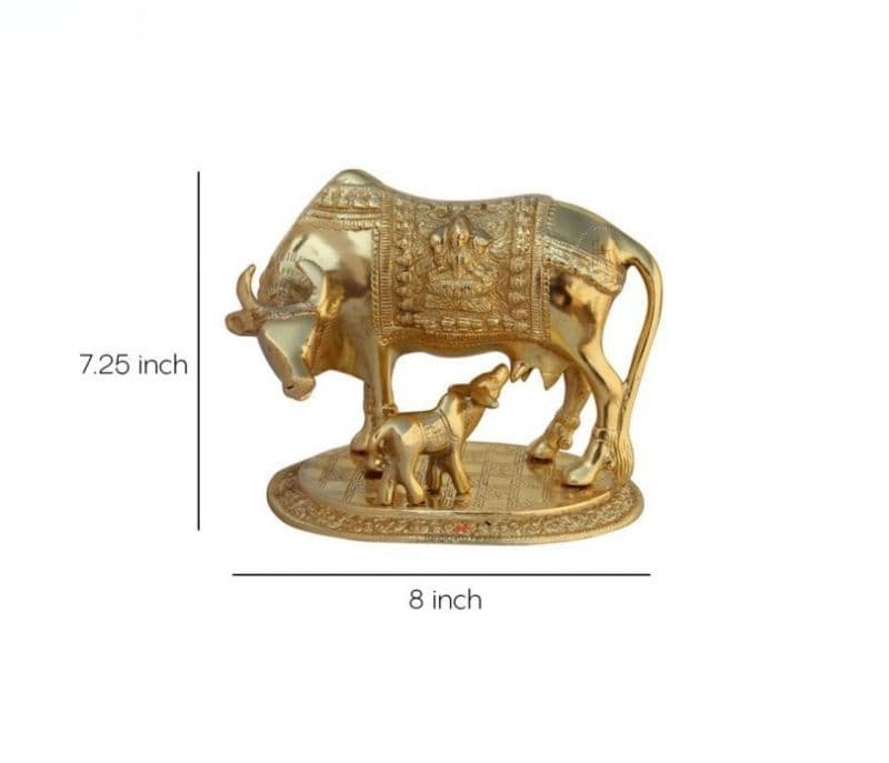 Image 3 for Hallie Gold Plated Cow Baby in Metal - Handicrafts Paradise