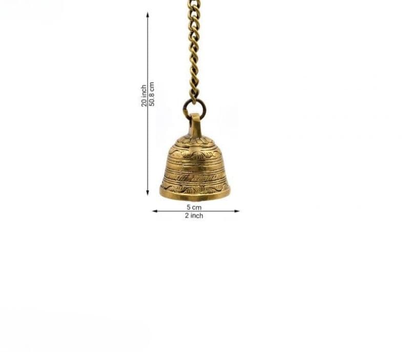 Image 3 for Genevieve Brass Temple Bell with Chain for Pooja