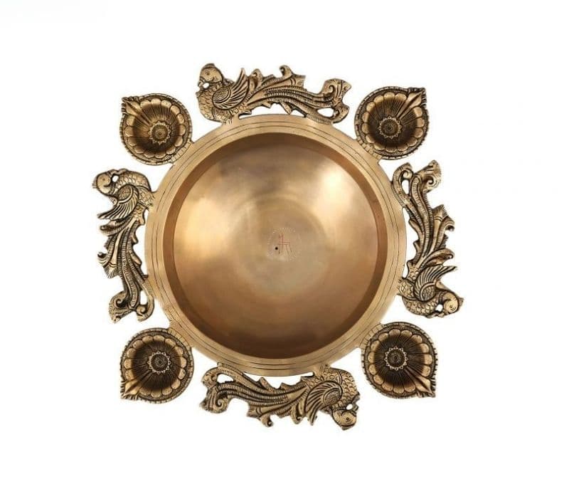 Image 3 for Reese Peacock Design Urli with 4 Diyas