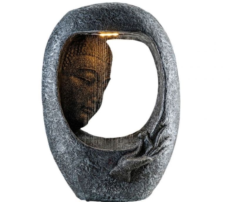 Image 3 for Evie Face Shower Fiber Grey Textured Glass Buddha Water Fountain