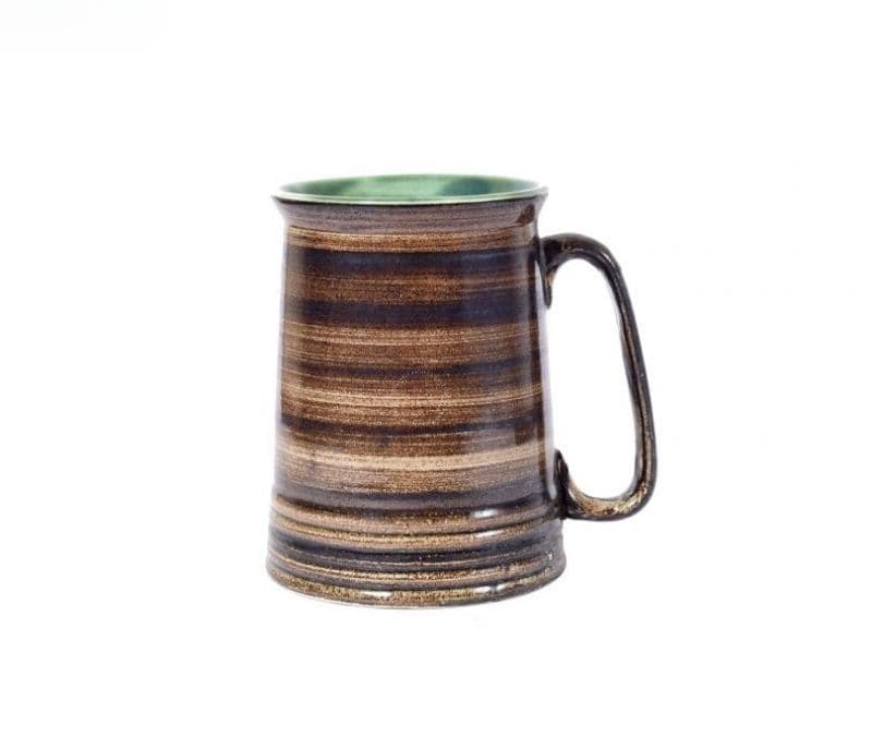 Image 3 for Serenity Brown Ceramic Handpainted Beer Mug Set Of 2