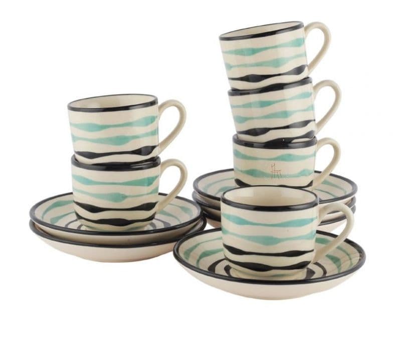 Image 3 for Magnolia  Off-white Ceramic Tea Cups with Saucers Set