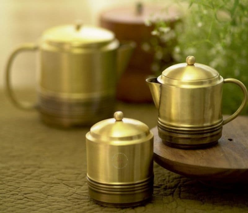 Image 2 for Summer Bhor Antique and Gold Metal Tea Set