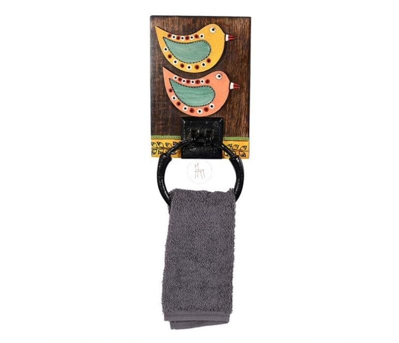 Image 4 for Aspen Dark Brown Handcrafted Bird Design Towel Holder
