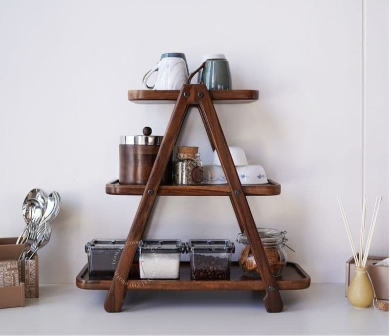 Kiara 3 Tier Solid Wood Kitchen Rack