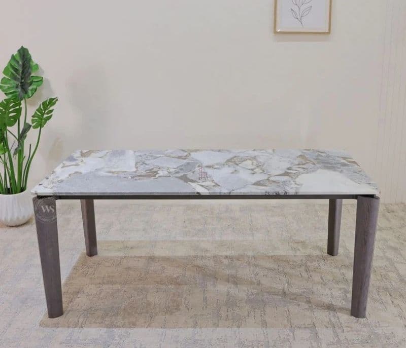 Image 7 for Avani 6 Seater Dining Set With Premium Grey Upholstered Chairs & Artificial Marble Top