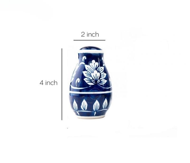 Image 4 for Alexa Blue Large Size Ceramic Hand Painted Salt And Pepper Dispenser - Set of 2